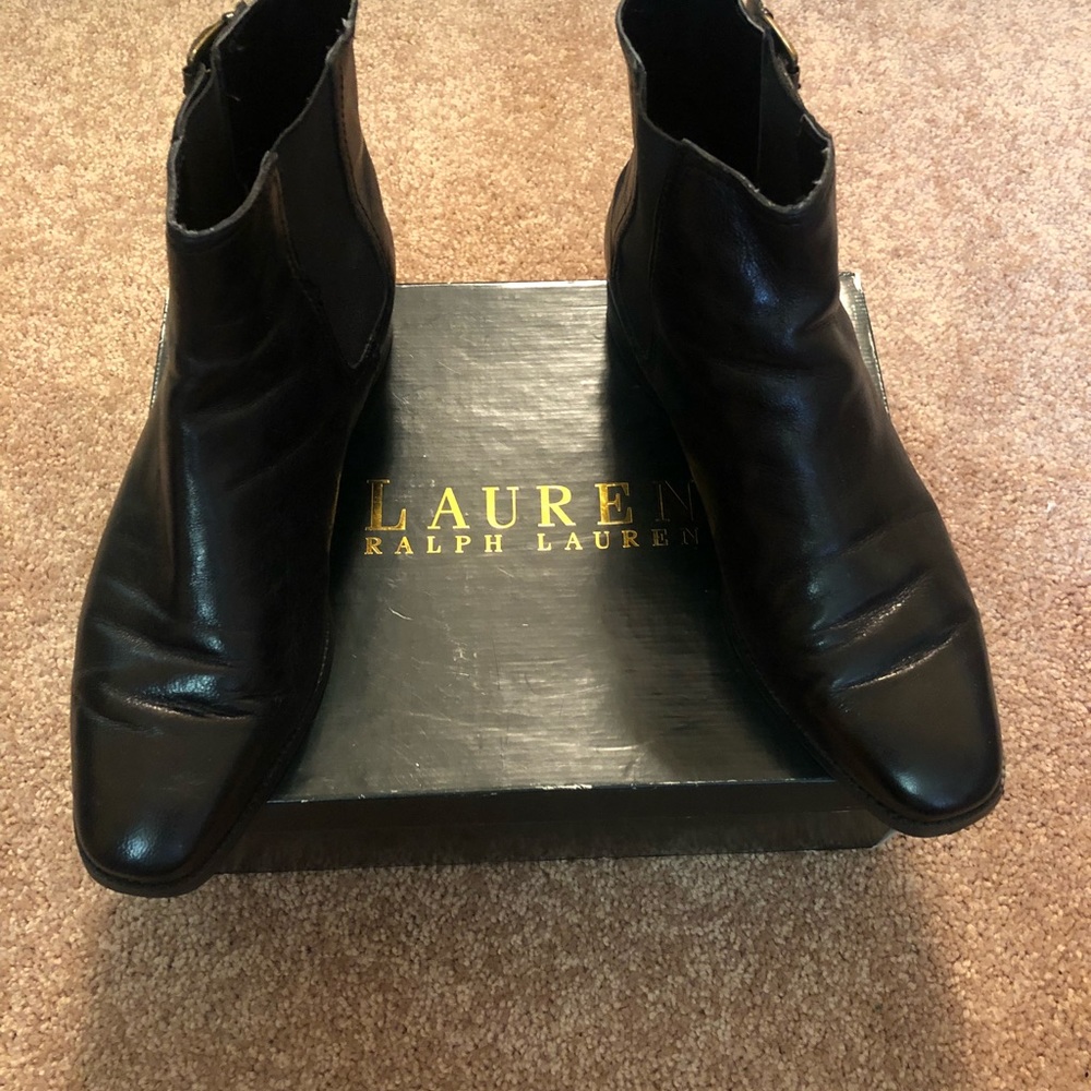 Ralph Lauren Halden Black Grained Buffalo boots